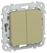 FLITE Выключатель 2-клавишный проходной 10А ВС62-1-0-ФлО оливковый IEK