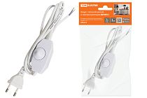 Шнур с плоской вилкой и светорегулятором ШУ05С1 (200Вт, RL) ШВВП 2х0,75мм2 2м. белый  TDM