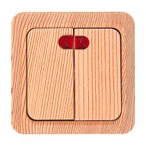 Выключатель 2-кл. открытой установки с подсветкой IP20 10А, сосна  "Альфа" General