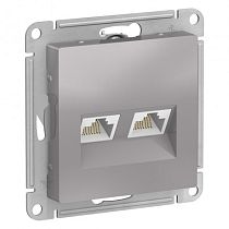 AtlasDesign Алюминий Розетка компьютерная 2-ая RJ45+RJ45, кат.6E Systeme Electric (Schneider Electric)