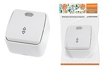 Переключатель на 2 направления 1-кл. открытой установки с подсветкой IP20 10А, белый "Дача" Народная TDM