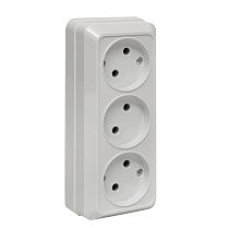 Рим Розетка 3-местная 10А без заземления  белая EKF