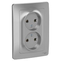 Blanca скрытая установка Алюминий Розетка двойная без заземления, 16А Systeme Electric (Schneider Electric)