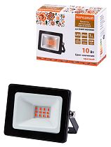 Прожектор светодиодный СДО-04-010Н-К (красный свет) 10 Вт, IP65, черный, Народный TDM