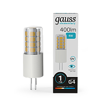 Лампа светодиодная Gauss Elementary G4 12V 4Вт 400lm 4100K керамика Лампа светодиодная Gauss Elementary G4 12V 4Вт 400lm 4100K керамика