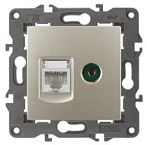 Розетка ЭРА Elegance 14-3110-04 шампань RJ45+TV