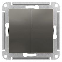 AtlasDesign Сталь Переключатель 2-клавишный перекрестный, 2 x сх. 7, 10АХ, механизм Systeme Electric (Schneider Electric)