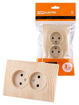 Розетка двойная 2П 10А 250В с защ. шт. сосна "Лама"  TDM