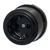 Розетка с заземляющим контактом,серия "ЛИЗЕТТА", керамика, цвет черный Bironi