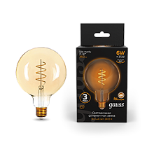 Лампа светодиодная Gauss Filament G120 Flexible E27 6Вт Golden 360lm 2400К