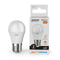 Лампа светодиодная Gauss Elementary Шар 12Вт 880lm E27 3000K Лампа светодиодная Gauss Elementary Шар 12Вт 880lm E27 3000K