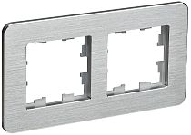 Рамка BRITE двухместная РУ-2-1-Бр металл алюминий RE AL  IEK
