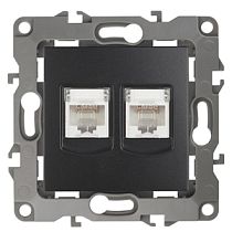 Розетка ЭРА 12 12-3108-05 антрацит информационная 2XRJ45 двойная