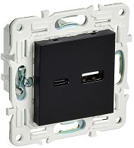 SKANDY Розетка USB A+C 18Вт SK-R13Bl черный IEK SKANDY Розетка USB A+C 18Вт SK-R13Bl черный IEK