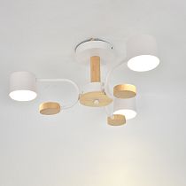 Люстра под лампу General  GCHL-3GX53-M Белая+Дерево Альберо