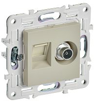 SKANDY Розетка двойная TV+RJ45 кат.5E SK-A14B бежевый IEK SKANDY Розетка двойная TV+RJ45 кат.5E SK-A14B бежевый IEK