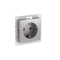 AtlasDesign Алюминий Розетка с заземлением, 16А, мех., быстрозажим. клемм