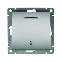 Выключатель проходной одноклавишный с подсветкой UNIVERSAL серия "Афина ", скрытой установки, 10А, 220В, серебро (еврослот)
