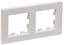 Рамка BRITE двухместная РУ-2-Бр белый рифленый  IEK