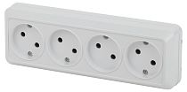 Розетка Intro Quadro 2-207-01 без заземления четырехместная 4х2P 16А-250В IP20 ОУ белый
