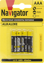 Элемент питания алкалиновый NBT-NPE-LR03-BP4 (блистер 4шт) Navigator