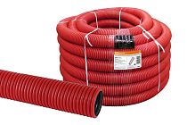 Труба гофрированная двустенная ПНД d 75 с зондом (50 м/уп.) красная  TDM