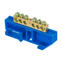 Шина "0" N (8х12мм) 6 отверстий латунь синий изолятор на DIN-рейку EKF  PROxima