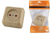 Розетка 2П открытой установки с з/ш IP20 10А, сосна "Ладога"  TDM