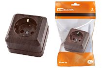 Розетка 2П+3 открытой установки IP20 16А 250В (керамика) бук "Ладога"  TDM