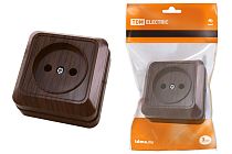 Розетка 2П открытой установки IP20 10А 250В (керамика) бук "Ладога"  TDM