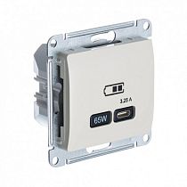 Glossa Бежевый Розетка USB тип-C 65W высокоскор.заряд. QC, PD, механизм Systeme Electric (Schneider Electric)