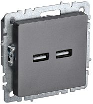 Розетка BRITE USB A+A 5В 3,1А РЮ10-1-БрС сталь  IEK