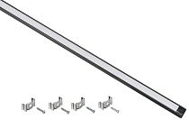 Профиль алюминиевый для светодиодной ленты 1607 накладной прямоугольный 2м с комплектом аксессуаров (опал) черный IEK