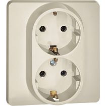 INSPIRIA Розетка 2-местная с заземлением без защитных шторок 16А в сборе слоновая кость