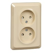 ЭТЮД скрытая установка Кремовый Розетка двойная без заземления со шторками 16А 250B Systeme Electric (Schneider Electric)