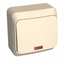 ЭТЮД открытая установка Кремовый Выключатель 1клавишный  с подсветкой Systeme Electric (Schneider Electric)