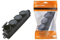 Розетка четырехместная с заглушками каучук 2Р+РЕ 16А 250В IP44  TDM