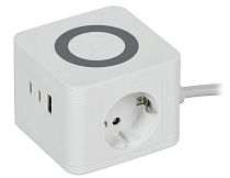 DOMINIC Удлинитель с беспроводной зарядкой 10Вт У02К 2 места 2P+PE 1,3м 3х1,0мм2 16А/250В USB A+C белый IEK