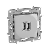 ETIKA Розетка USB A+A 15Вт алюминий