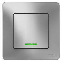 Blanca скрытая установка Алюминий Переключатель 1клавишный  с подсветкой  10А Systeme Electric (Schneider Electric)
