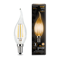 Лампа светодиодная Gauss Filament Свеча на ветру E14 11Вт 720lm 2700K