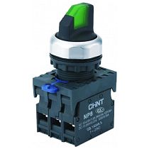 Переключатель без подсветки NP8-11X/213, 2 положения фиксацией, зеленый, 1НО+1НЗ, IP65 (R) CHINT
