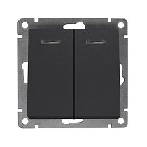Выключатель двухклавишный с подсветкой UNIVERSAL серия "Афина", скрытой установки, 10А, 220В, графит (еврослот)
