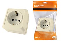 Розетка 2П+З открытой установки IP20 16А, сл. кость "Ладога"  TDM