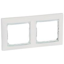 Рамка двухпостовая горизонтальный монтаж белая кристалл VALENA Legrand