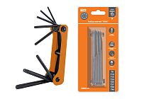 Набор ключей "TORX" раскладной 8 шт.: T9 - T40, углеродистая сталь, блистер "Гранит"  TDM