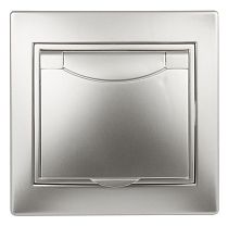 Розетка ЭРА Intro Plano 1-203-03 16А 250В алюминий с заземлением с крышкой