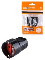 Кабельная розетка рифленая 2П+З 16А 250B черная  TDM