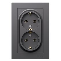 AtlasDesign Базальт Розетка двойная с заземлением, 16А, в сборе Systeme Electric (Schneider Electric)