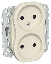 FLITE Розетка 2-местная без заземления с защитными шторками безвинтовое крепление 10А РСш02-1-ФлСл сливочный IEK